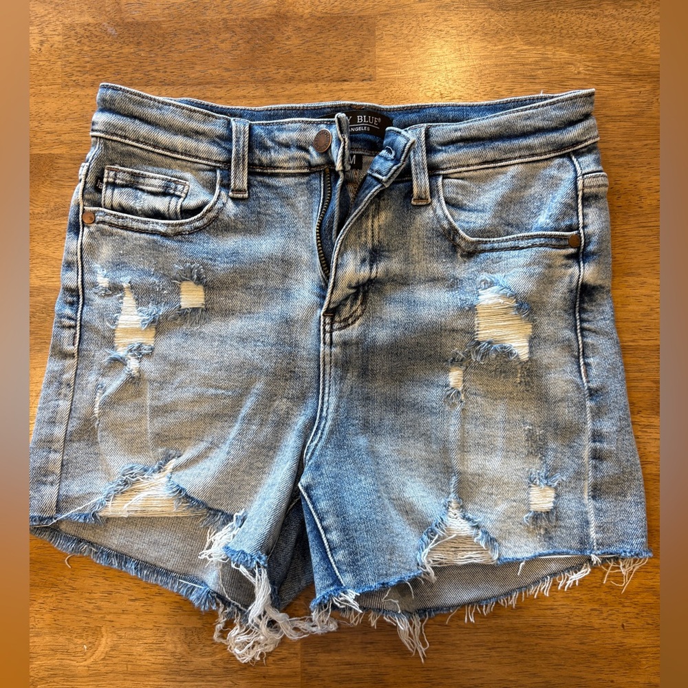 Judy Blue Light Wash Distressed Jean Shorts